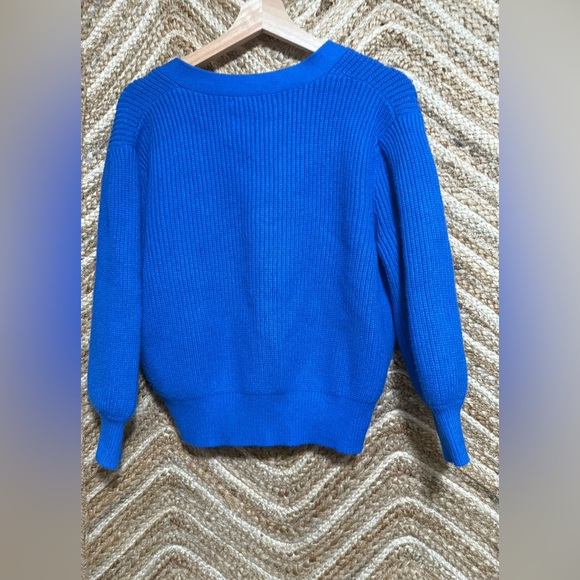 DELUC Bright Blue Button Cardigan Sweater,3/4 Sleeves,Women,Size L - Picture 3 of 9